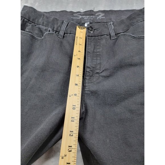 Seven7 Jeans Women's 16 Tummyless High Rise Skinny Black Distressed‎ Denim 36x28 - Picture 2 of 9